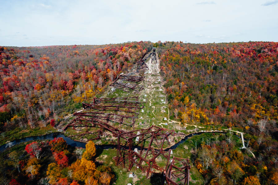 Check out the stunning Fall foliage at Kinzua Bridge State Park, Kinzua Bridge is one of the best spots to see foliage in Northern PA!