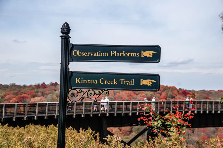 Check out the stunning Fall foliage at Kinzua Bridge State Park, Kinzua Bridge is one of the best spots to see foliage in Northern PA!