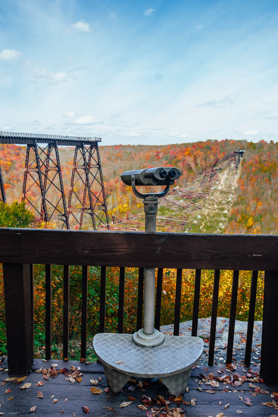 Check out the stunning Fall foliage at Kinzua Bridge State Park, Kinzua Bridge is one of the best spots to see foliage in Northern PA!