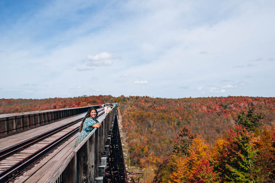 Check out the stunning Fall foliage at Kinzua Bridge State Park, Kinzua Bridge is one of the best spots to see foliage in Northern PA!