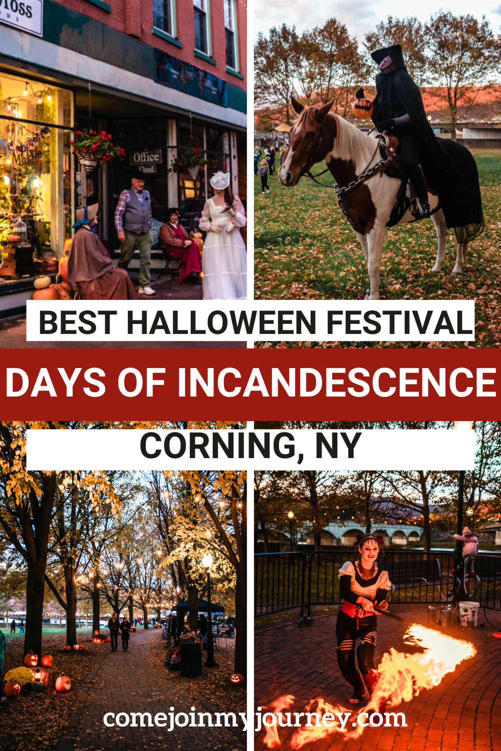 Experience the spooktacular Days of Incandescence in Corning, NY! Immerse yourself in 1800s themed celebration of history and light. This Halloween festival in New York is a must-visit! Things to do in Corning NY | Fall in the Finger Lakes | Halloween Activities New York State | Best Festivals USA